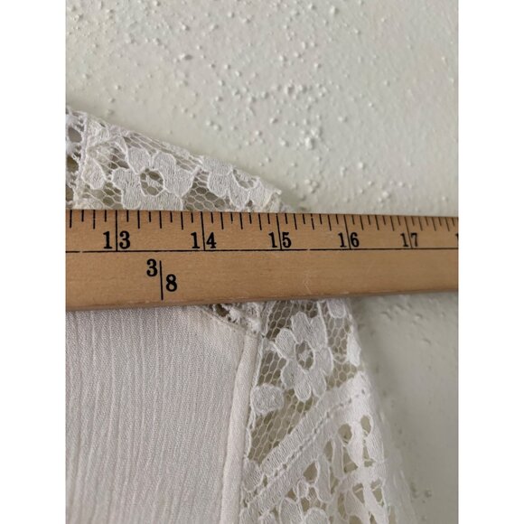 Lost + Wander Lace Crochet  V-Neck Tunic Dress White With Long Sleeves - Picture 11 of 13